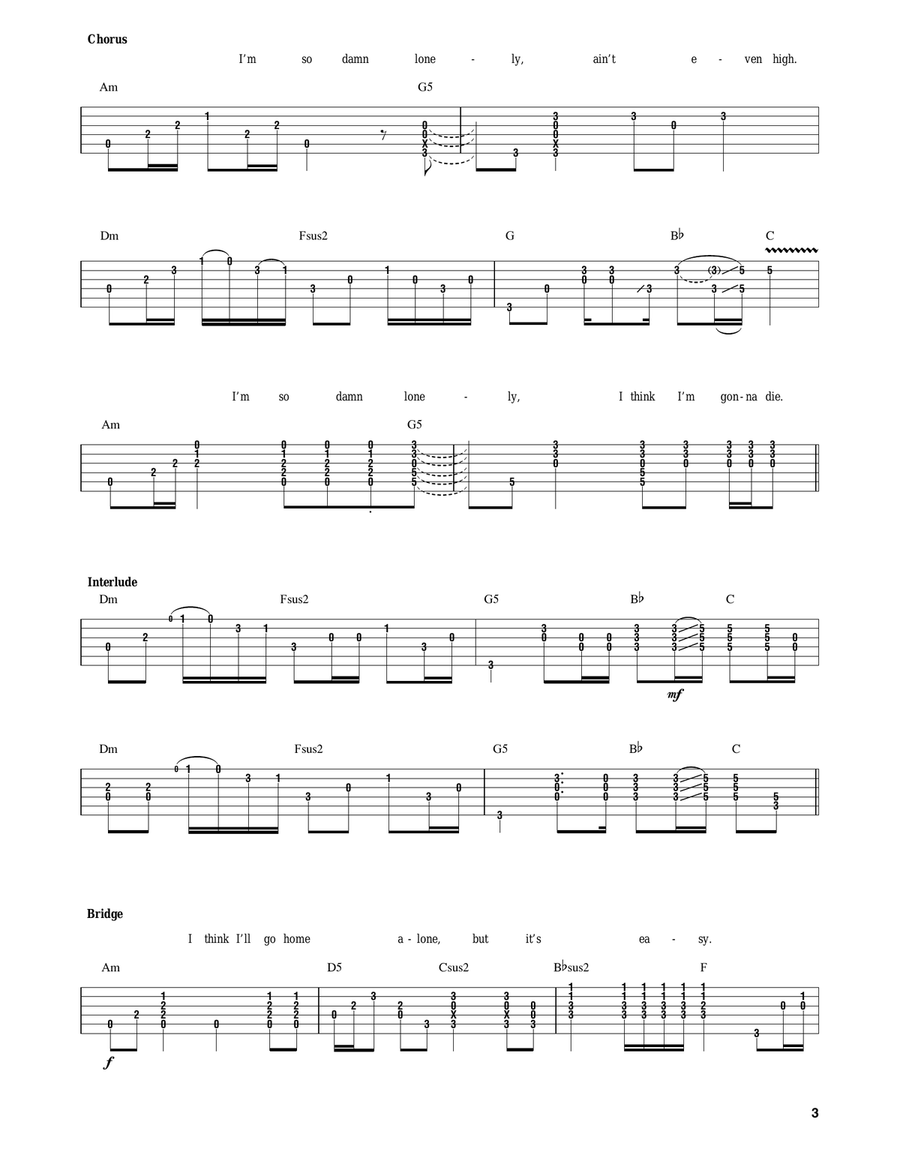 Sloe Gin Acoustic Guitar scores gallery preview page 3
