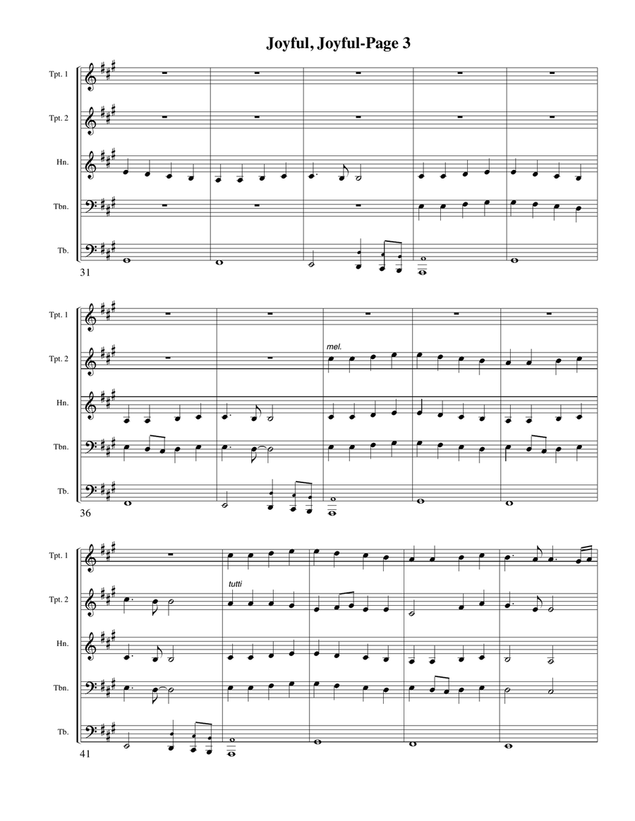 Joyful, Joyful We Adore Thee for Brass Quintet Brass Quintet scores gallery preview page 3