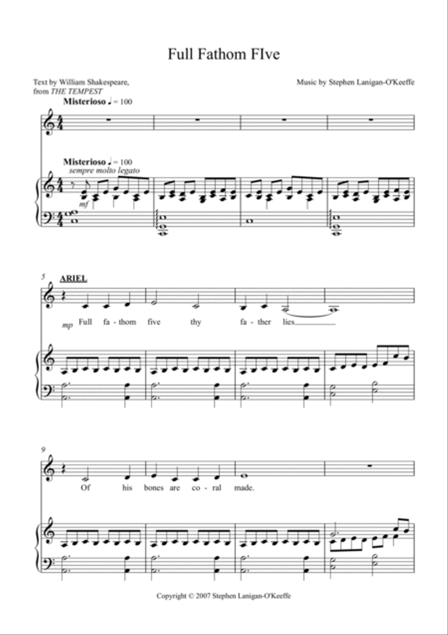 Full Fathom Five - piano/vocal Small Ensemble scores gallery preview page 2
