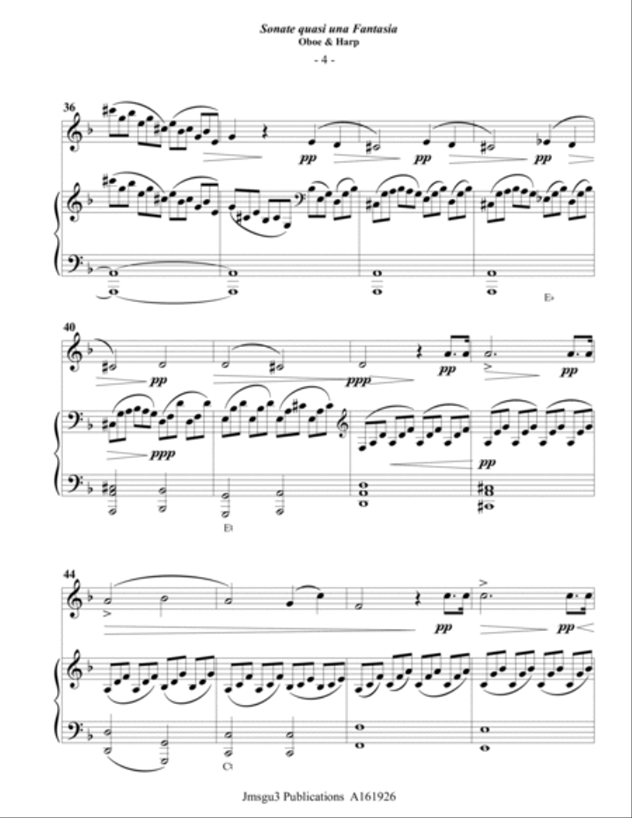 Beethoven: Adagio from the Moonlight Sonata for Oboe & Harp Harp scores gallery preview page 4