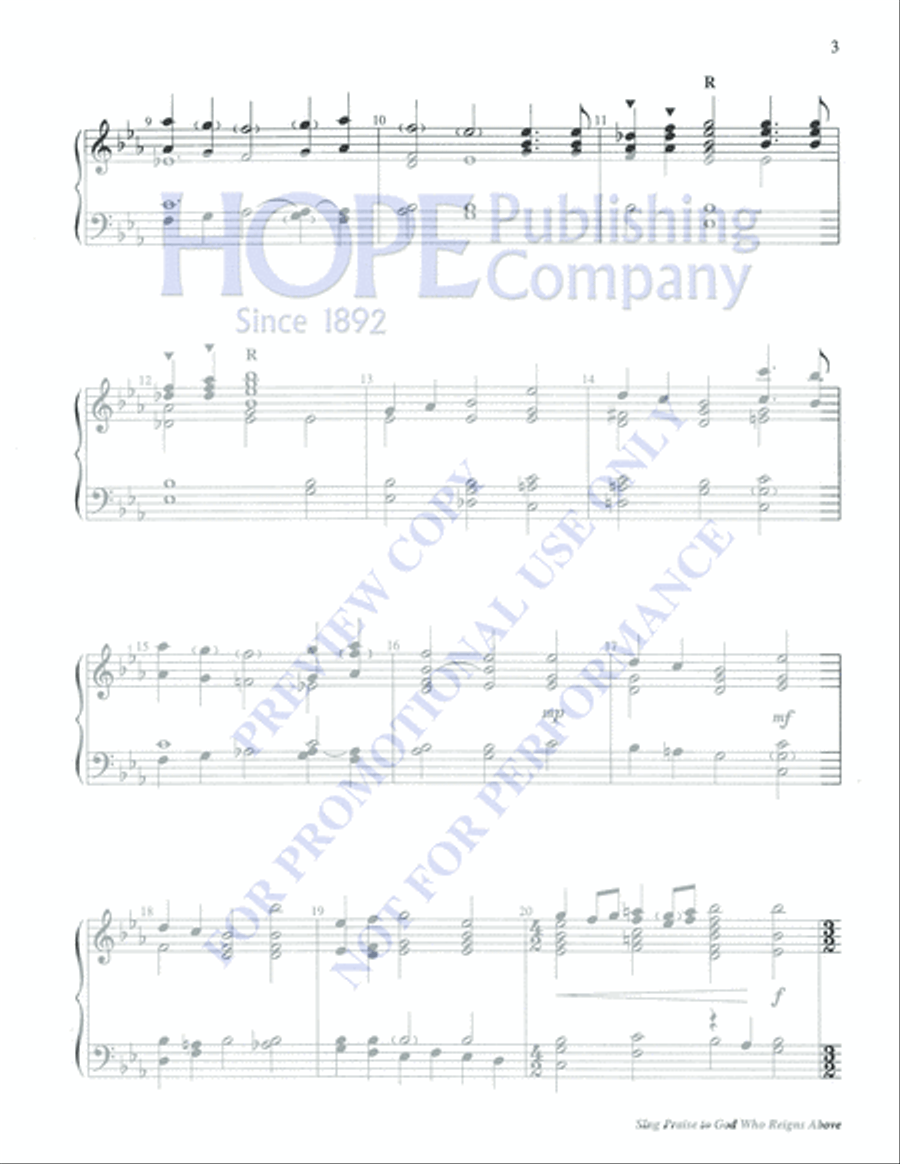 Sing Praise to God Who Reigns Above 3-Octaves scores gallery preview page 3