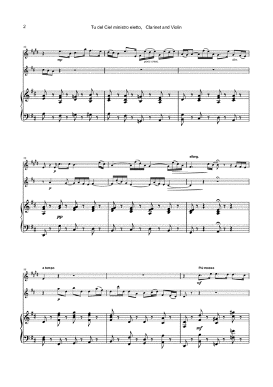 Tu del ciel ministro eletto, Aria by G F Handel, for Clarinet, Violin and Piano Clarinet scores gallery preview page 3