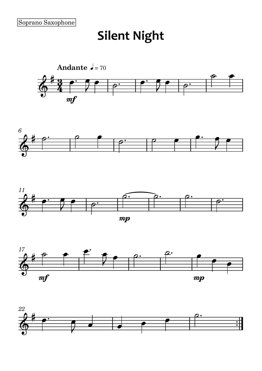 Silent Night Saxophone Quintet scores gallery preview page 3