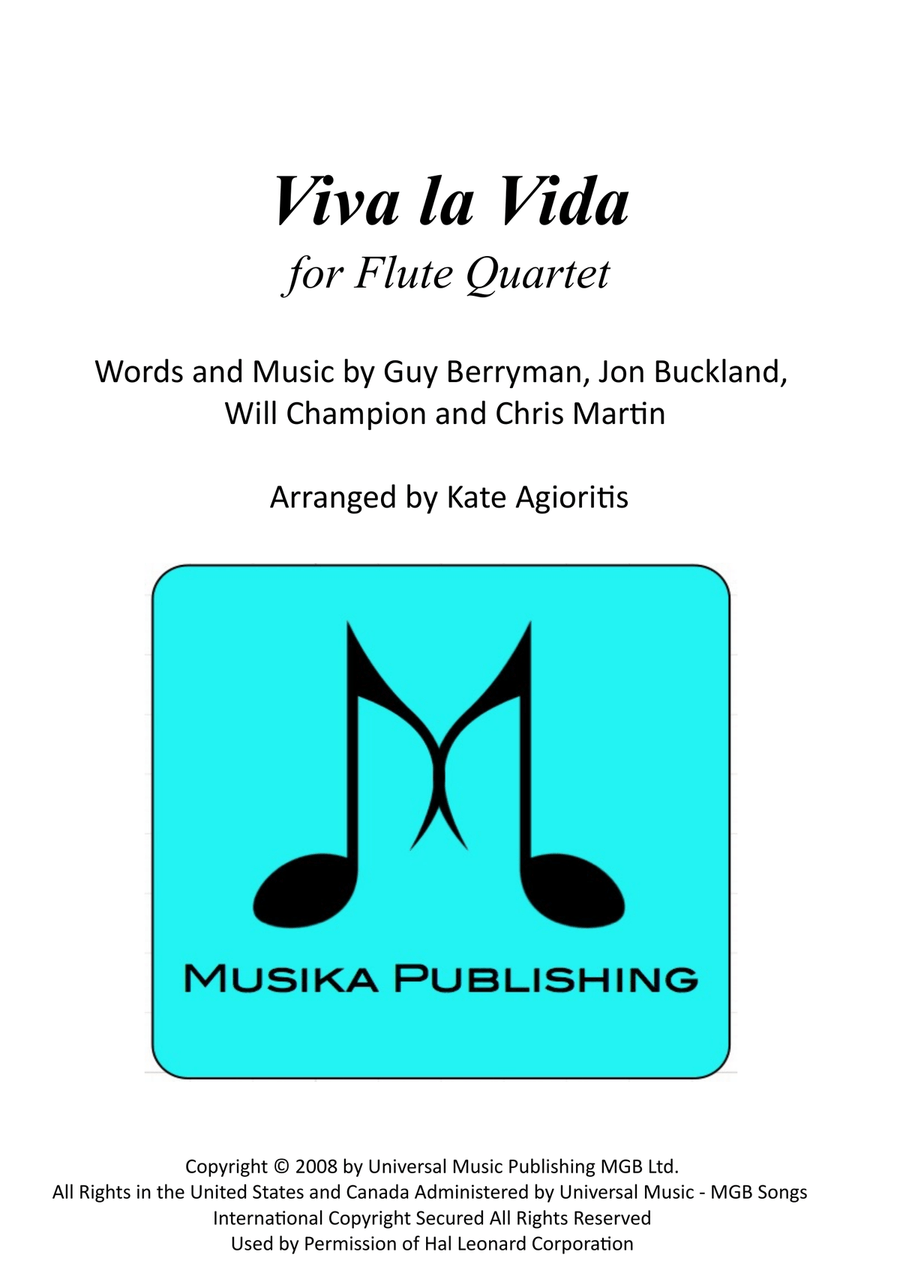 Viva La Vida Flute Quartet scores gallery preview page 1