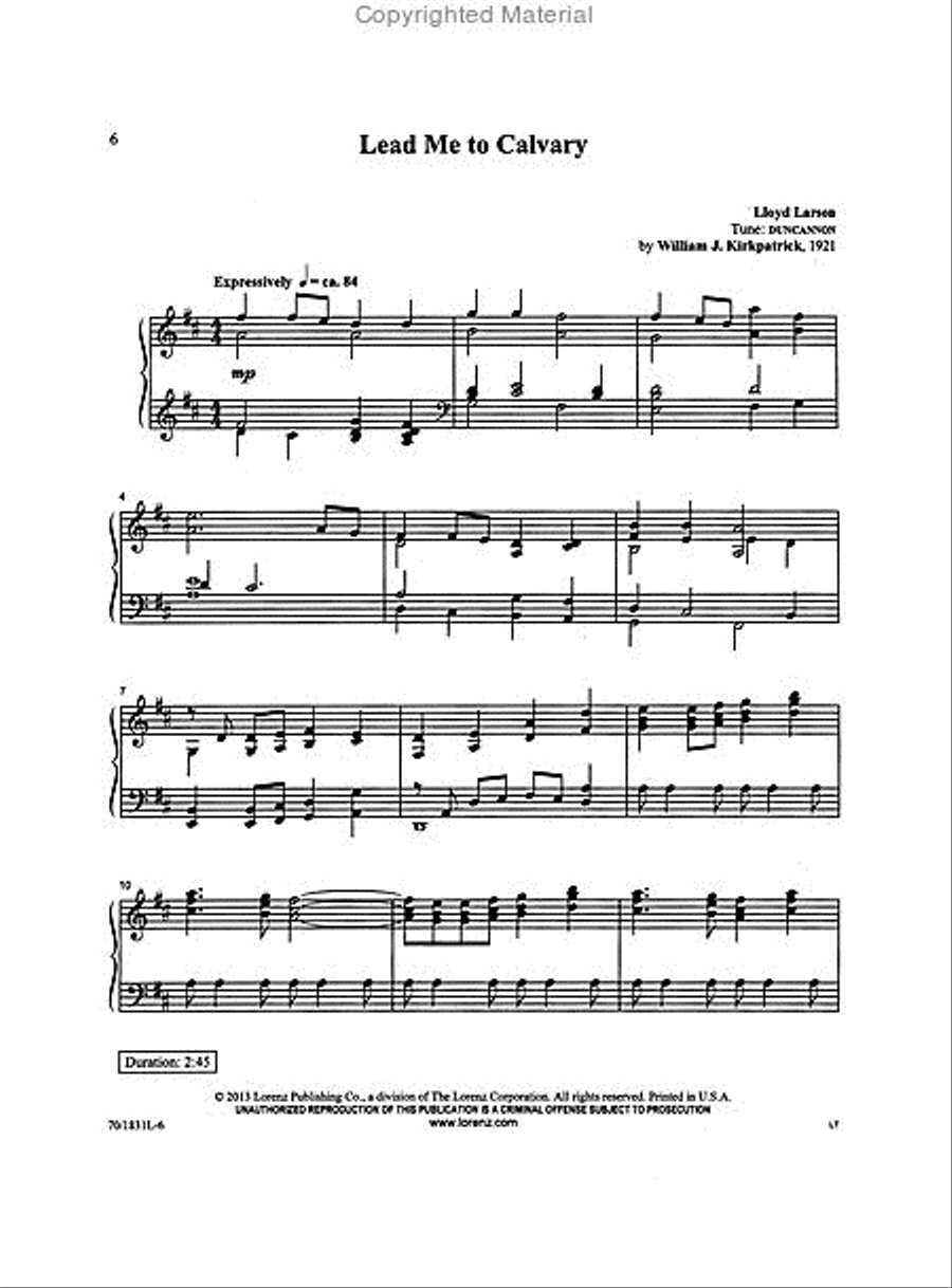 Lead Me to Calvary Piano Solo scores gallery preview page 3