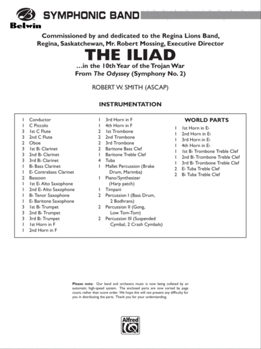 The Iliad (from The Odyssey (Symphony No. 2)): Score Concert Band scores gallery preview page 1