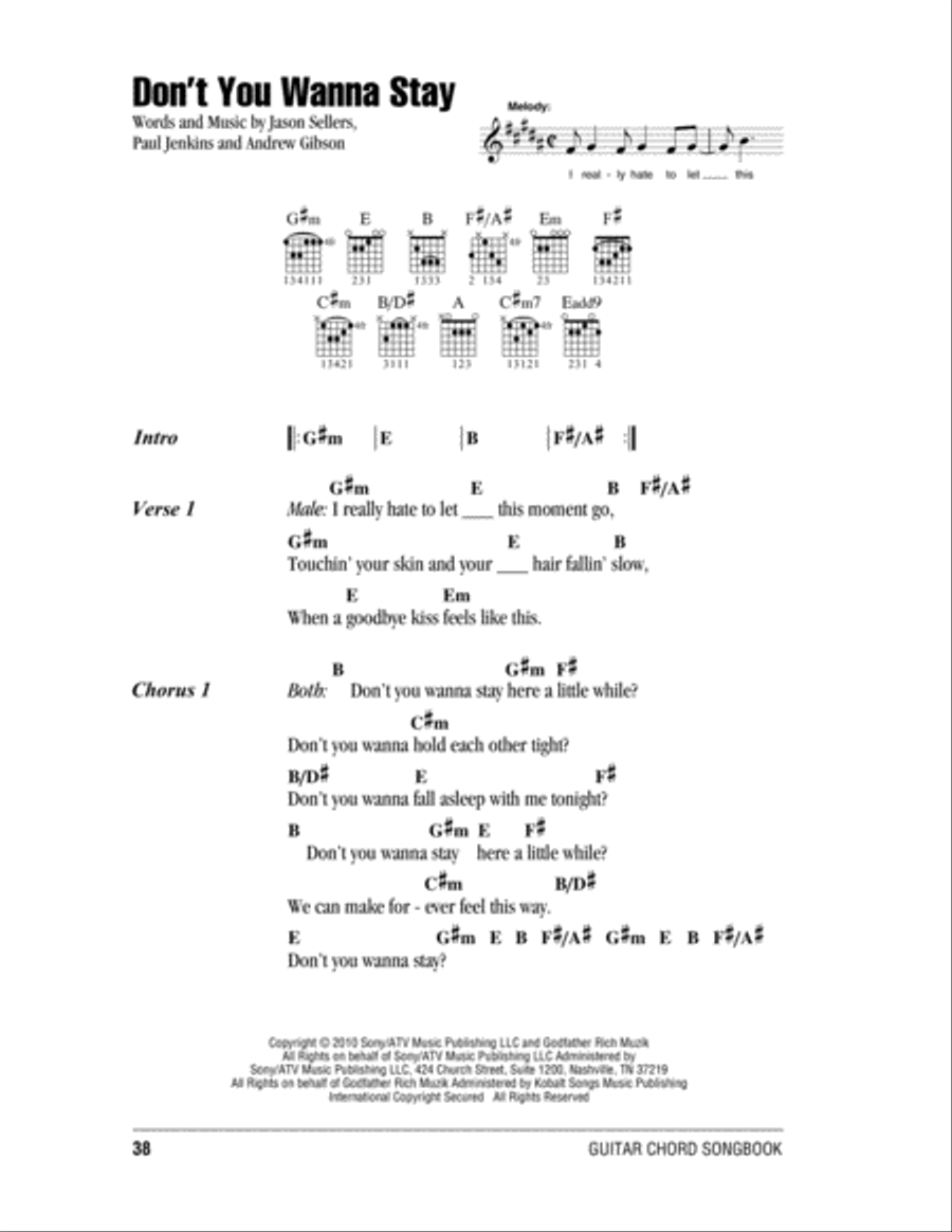 Don't You Wanna Stay Don't You Wanna Stay Acoustic Guitar scores gallery preview page 1
