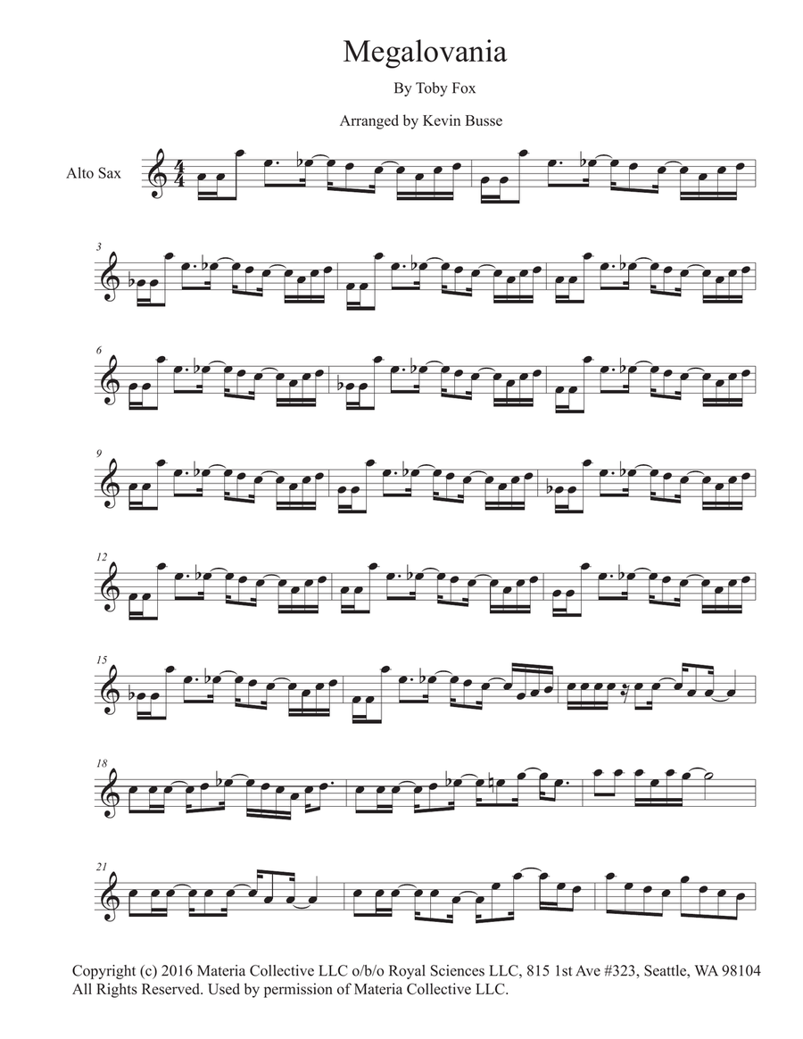 MEGALOVANIA (from Undertale) Alto Saxophone scores gallery preview page 1