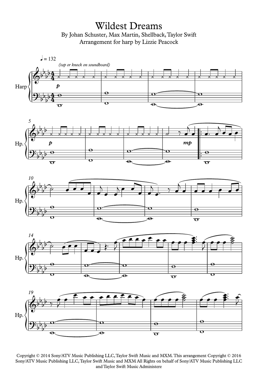 Wildest Dreams Harp scores gallery preview page 1