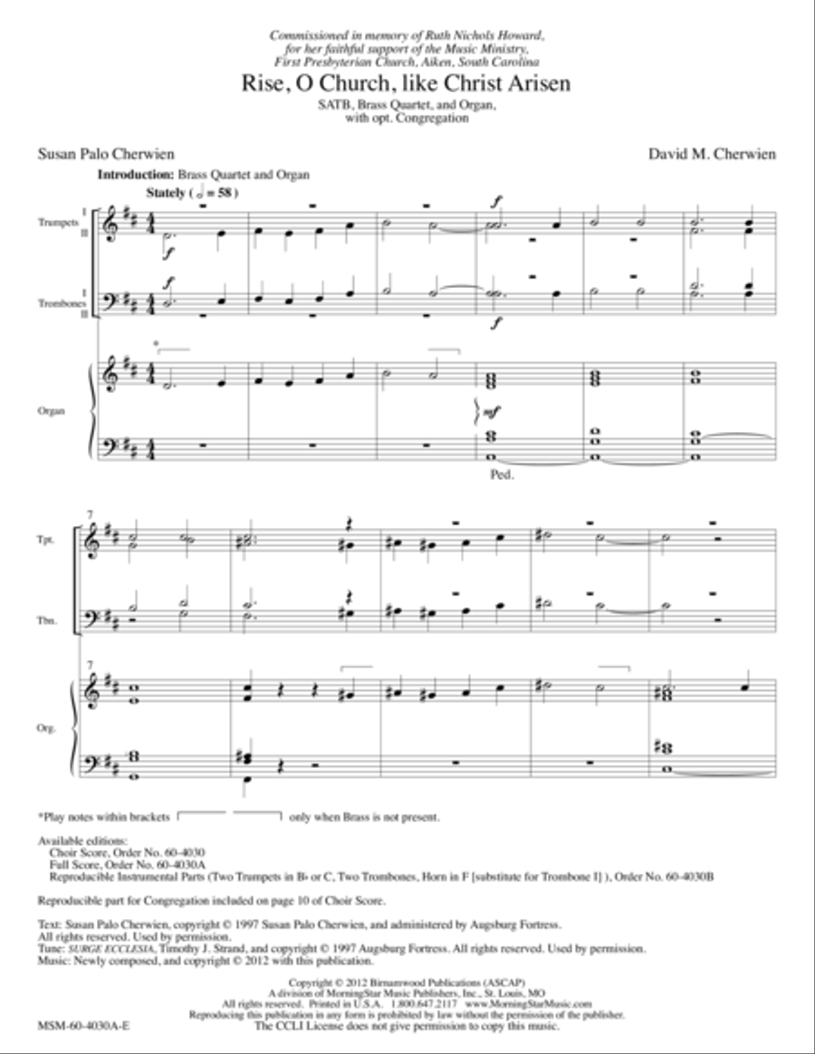 Rise, O Church, like Christ Arisen Choir scores gallery preview page 1