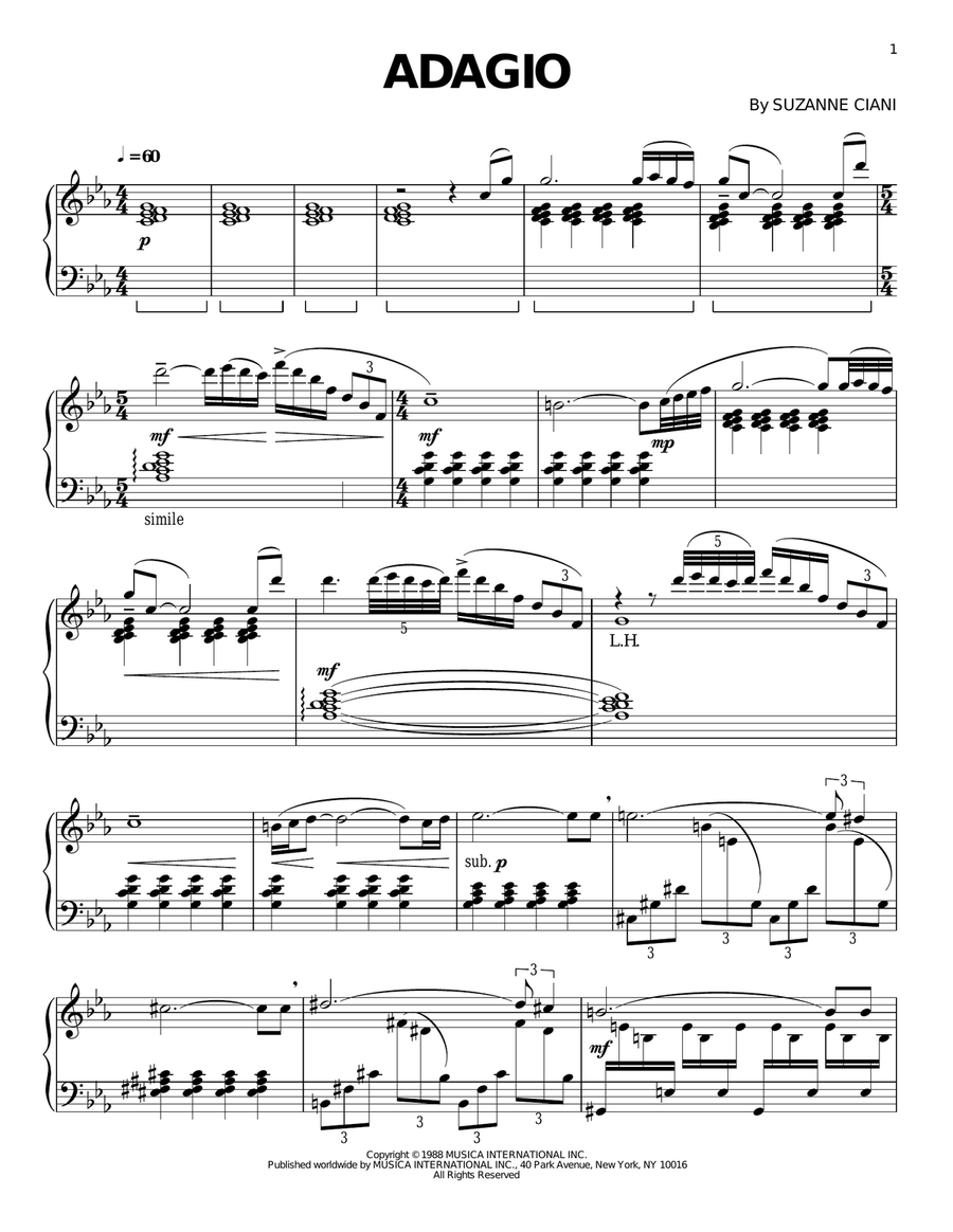 Adagio Piano Solo scores gallery preview page 1