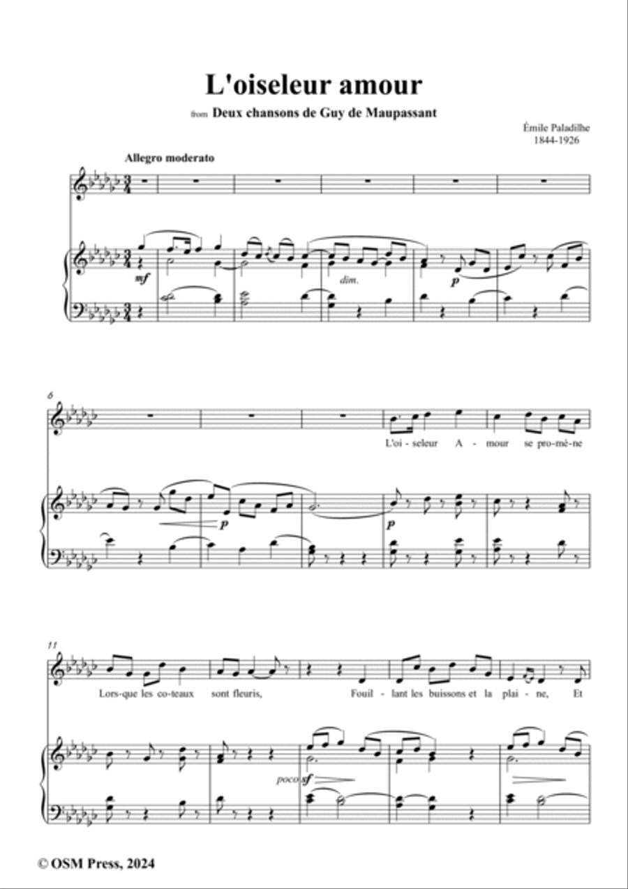 Paladilhe-L'oiseleur amour,from 'Deux chansons de Guy de Maupassant',in G flat Major Voice scores gallery preview page 2
