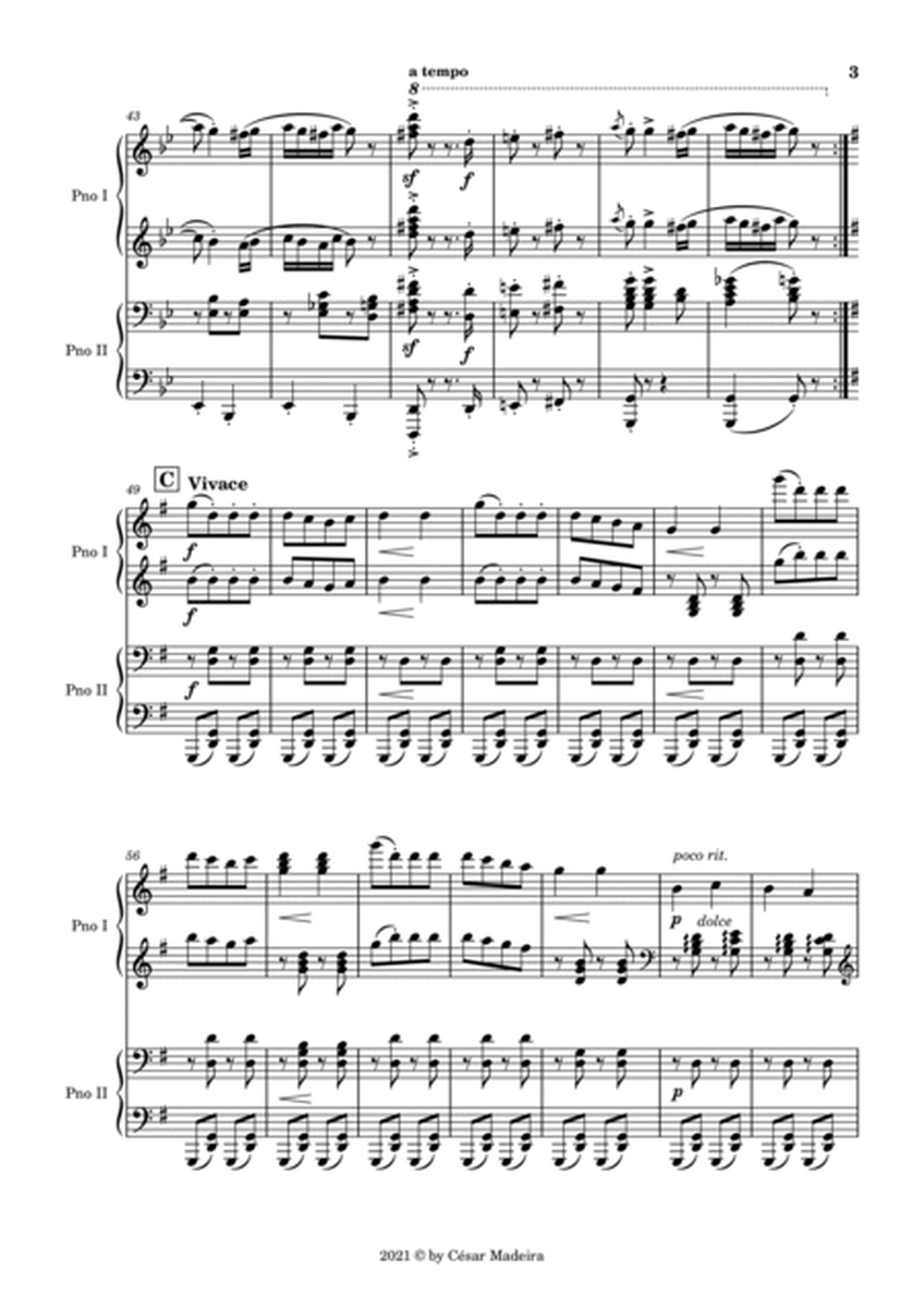 Hungarian Dance No.5 by Brahms - Easy Piano Four Hands (Full Score and Parts) image number null