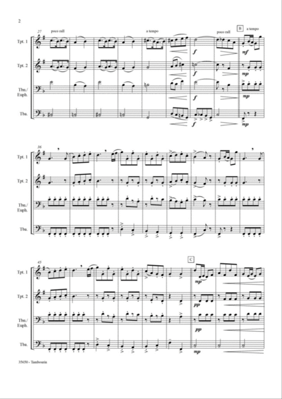 TAMBOURIN – BRASS QUARTET Brass Quartet scores gallery preview page 3