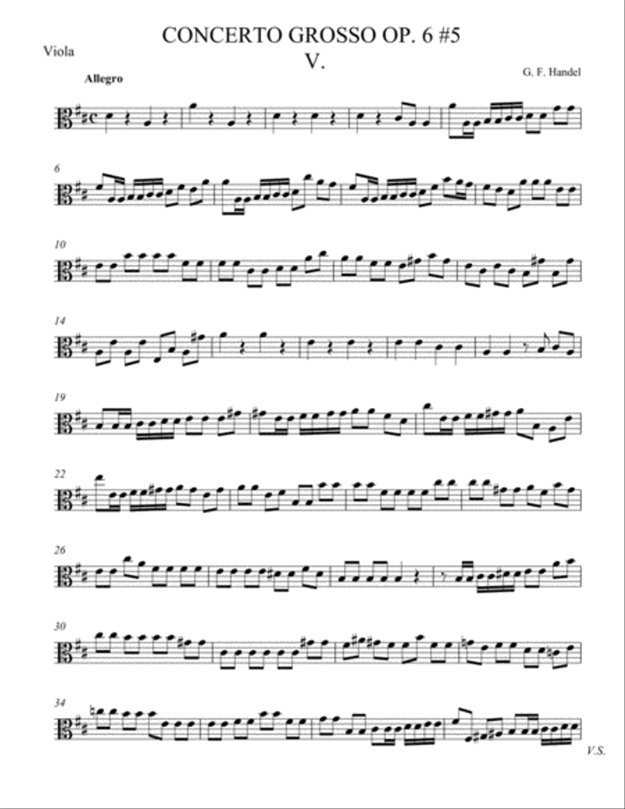Concerto Grosso Op. 6 #5 Movement V String Orchestra scores gallery preview page 3