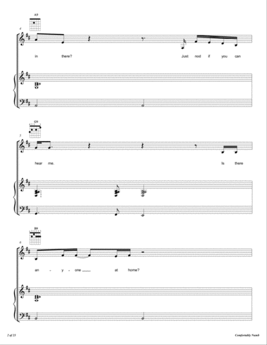 Comfortably Numb Voice scores gallery preview page 3