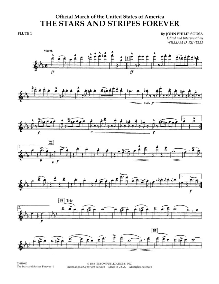 The Stars and Stripes Forever - Flute 1 Flute scores gallery preview page 1