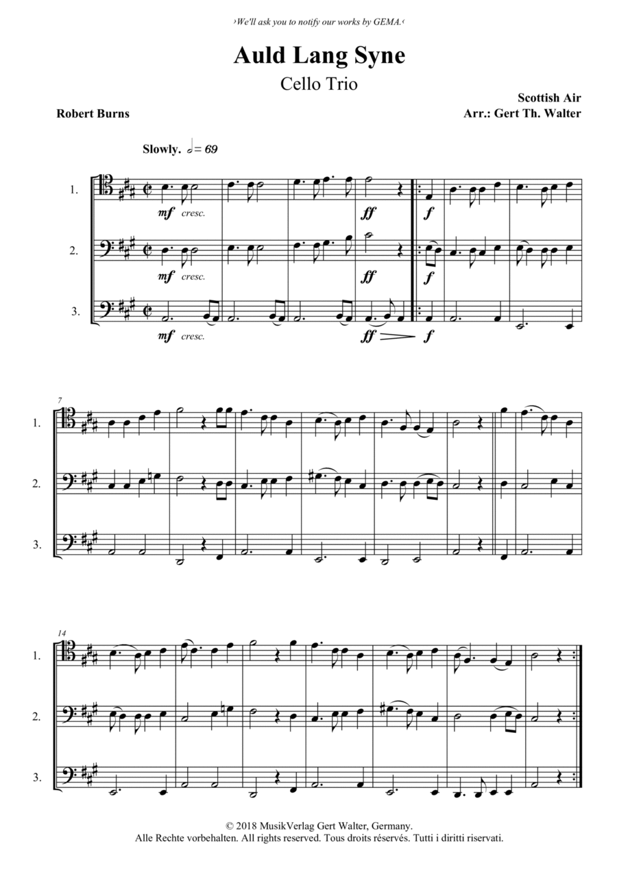 Auld Lang Syne String Trio scores gallery preview page 1