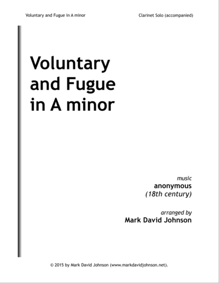 Voluntary and Fugue in A minor Clarinet Solo scores gallery preview page 1