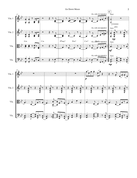 Go Down Moses - String Quartet image number null