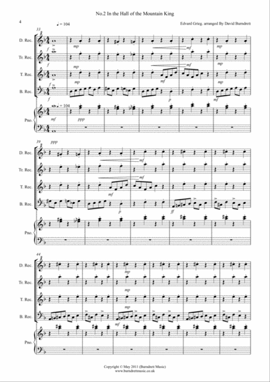 2 Classical Favourites for Recorder Quartet (volume one) Recorder scores gallery preview page 4