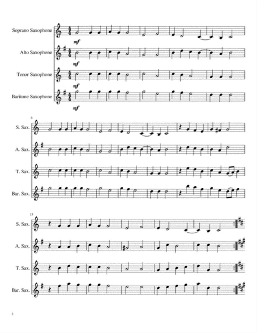 Lo, How A Rose E'er Blooming for Saxophone Quartet Saxophone Quartet scores gallery preview page 2