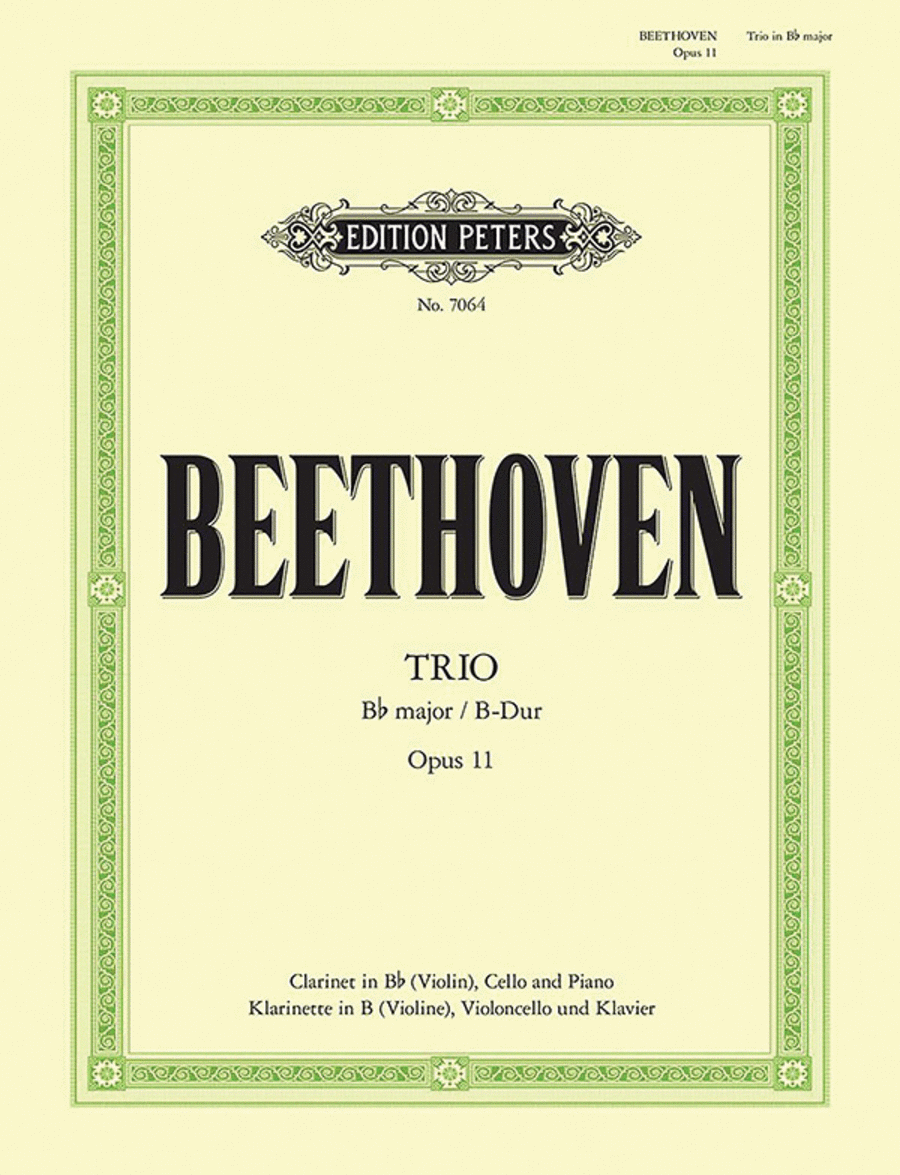 Trio in B flat Op. 11 for Clarinet (or Violin), Violoncello and Piano Clarinet scores gallery preview page 1
