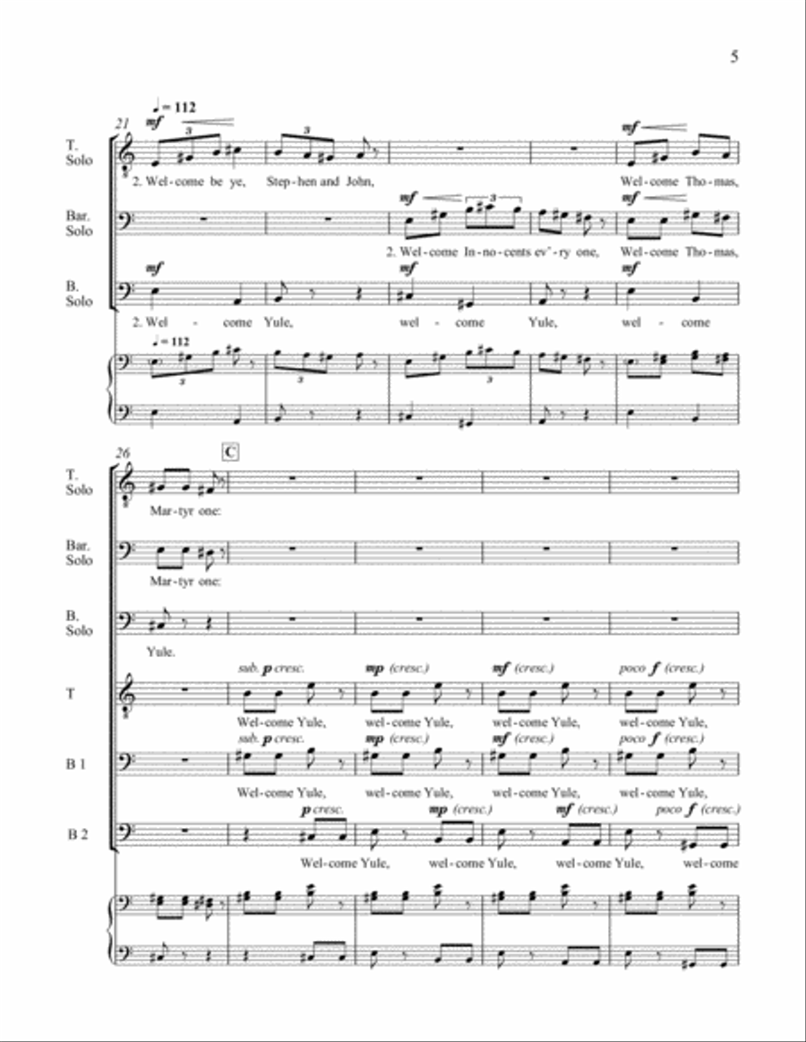 Carols Ancient and New: 5. Welcome Yule TTBB scores gallery preview page 11