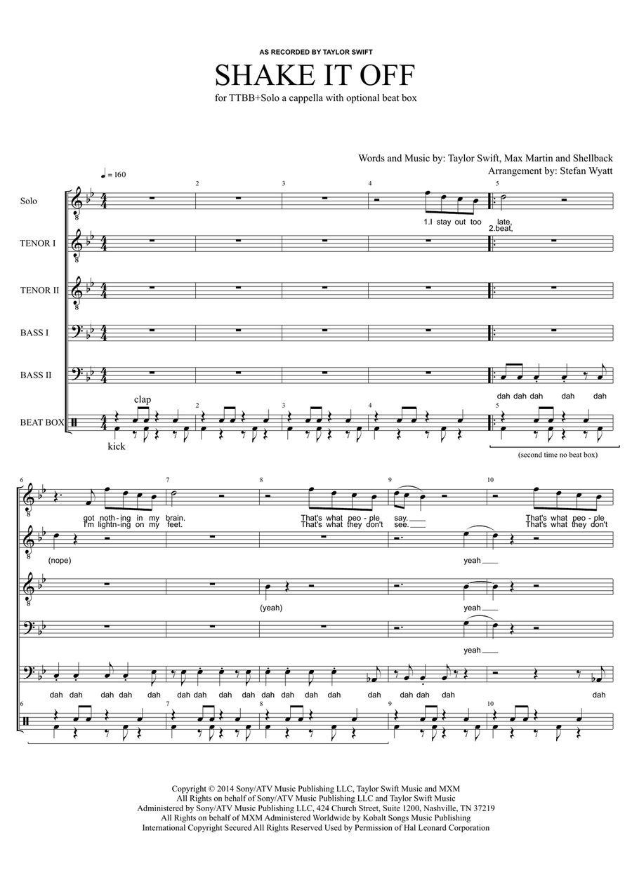 Shake It Off TTBB scores gallery preview page 1