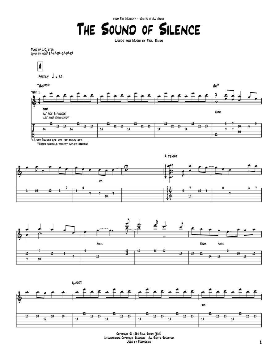 The Sound Of Silence Acoustic Guitar scores gallery preview page 1