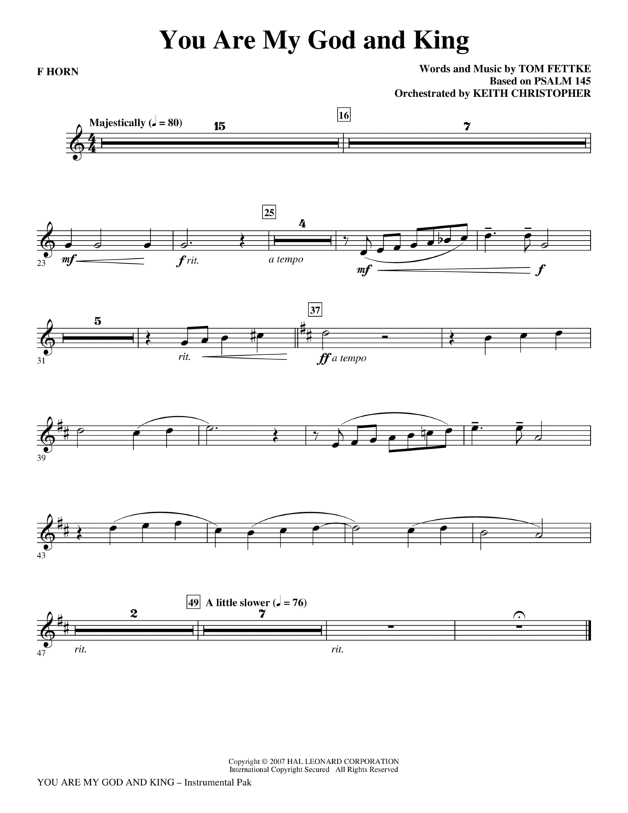 You Are My God And King - F Horn Choir scores gallery preview page 1