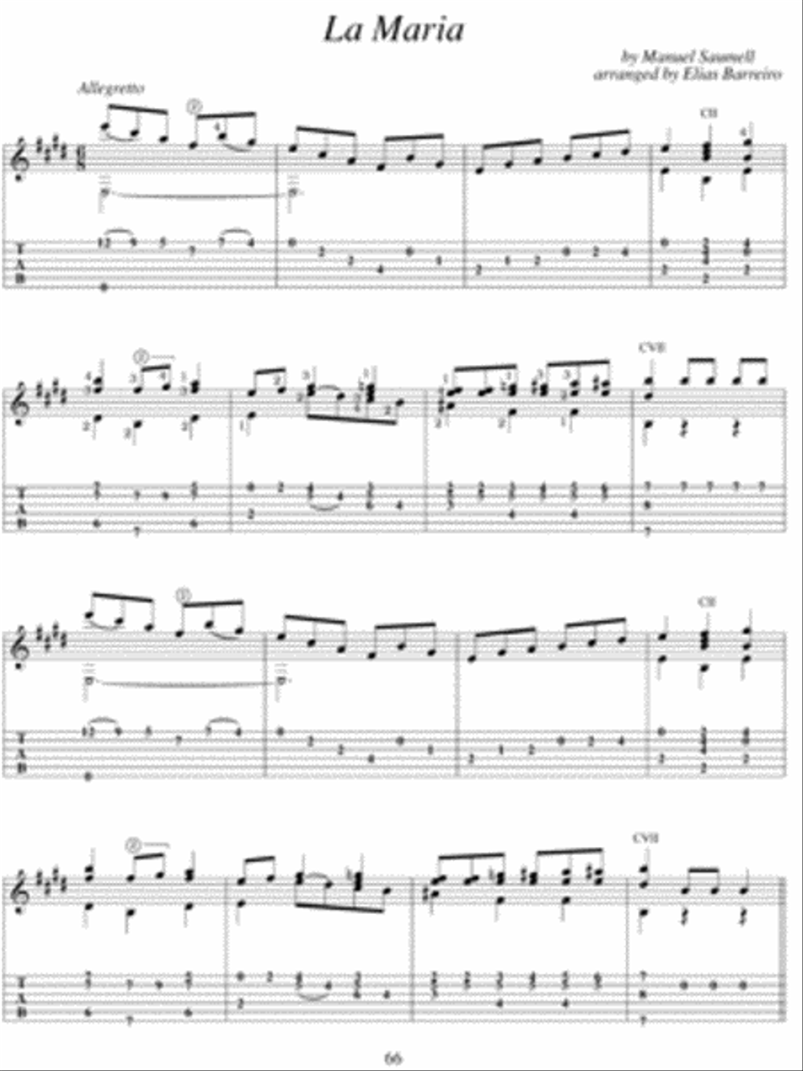 Classic Guitar Solos On The Contradanzas Habaneras of Manuel Saumell Acoustic Guitar scores gallery preview page 4