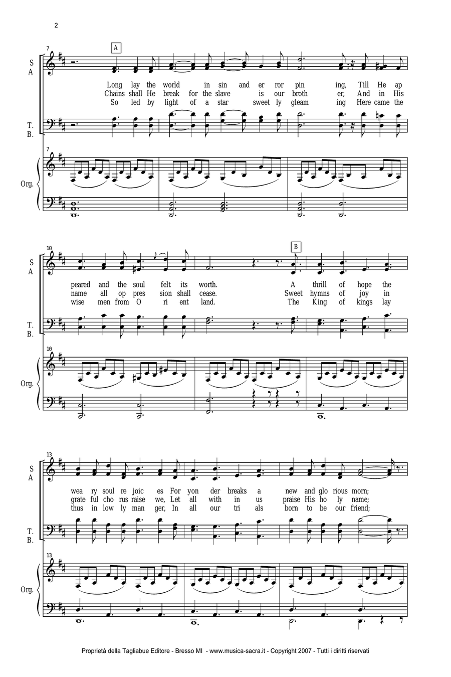 O HOLY NIGHT - A. ADAM - SATB Choir and organ 4-Part scores gallery preview page 2
