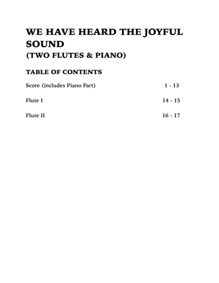 We Have Heard the Joyful Sound (Jesus Saves): Trio for Two Flutes and Piano image number null