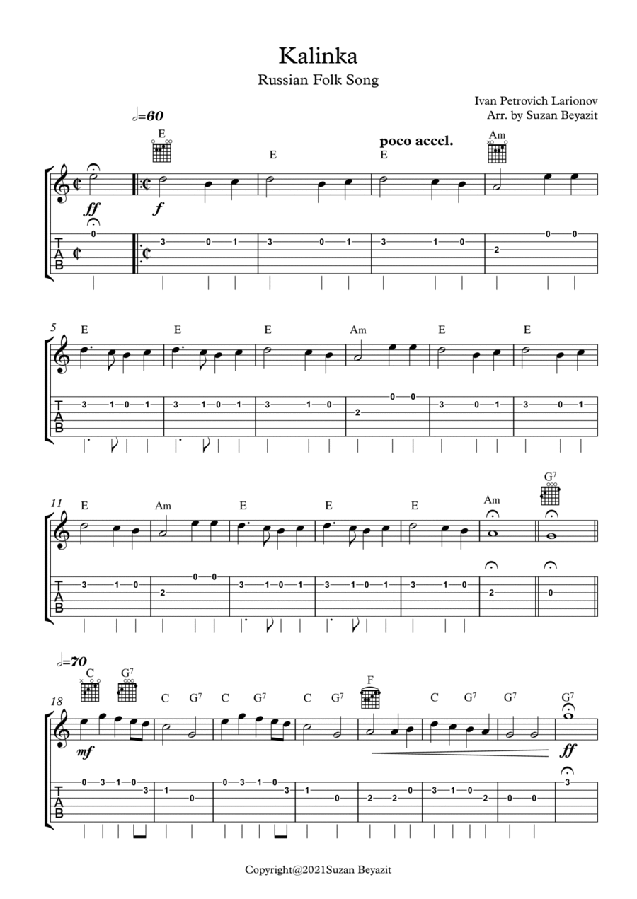 Kalinka Acoustic Guitar scores gallery preview page 1