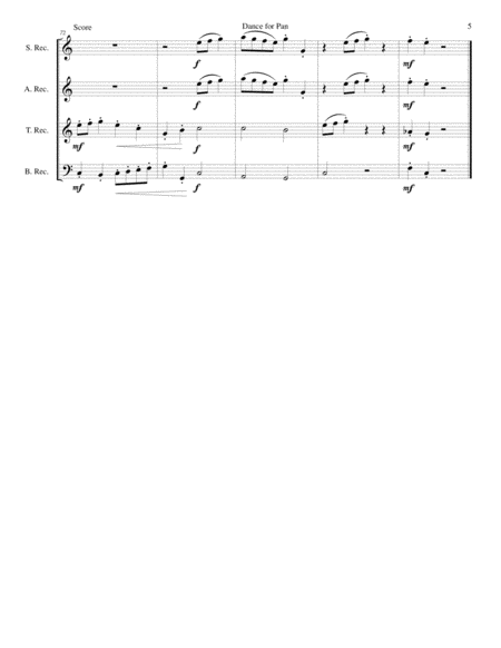 Dance for Pan (based on Cotillon) for recorder quartet image number null