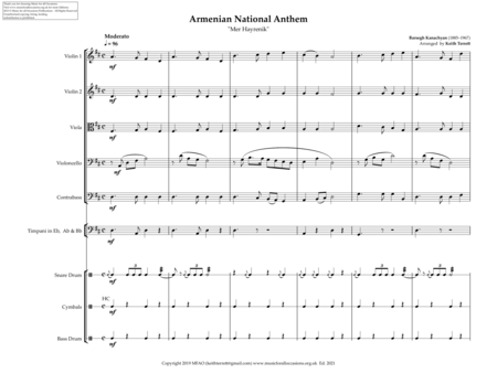 Armenian National Anthem for String Orchestra (MFAO World National Anthem Series) image number null