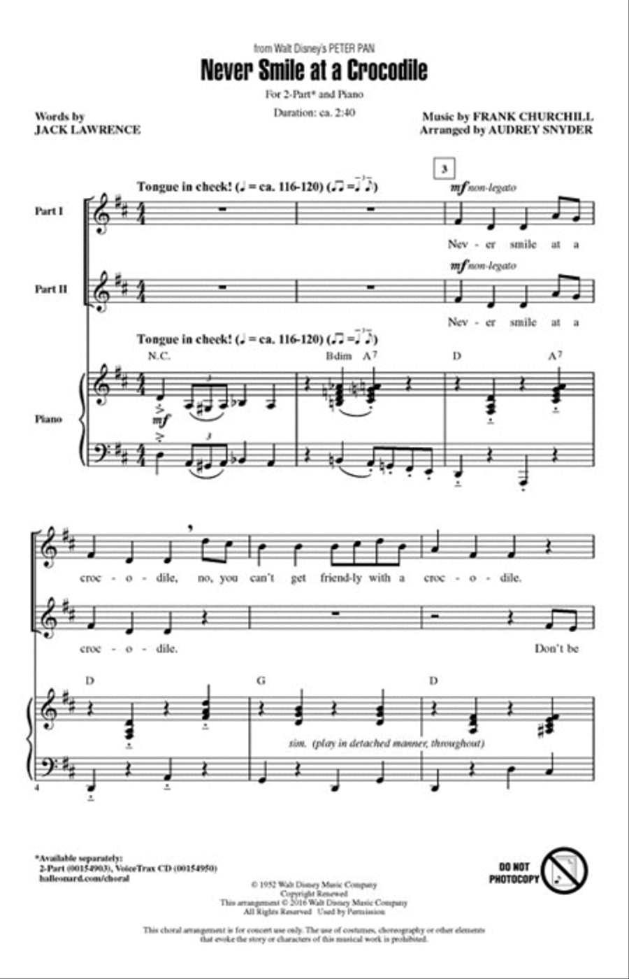 Never Smile at a Crocodile Choir scores gallery preview page 2