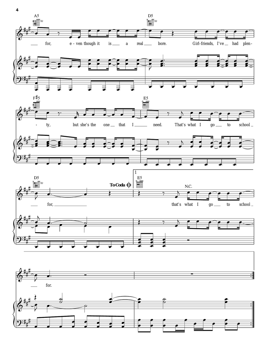 What I Go To School For Piano, Vocal, Guitar scores gallery preview page 4