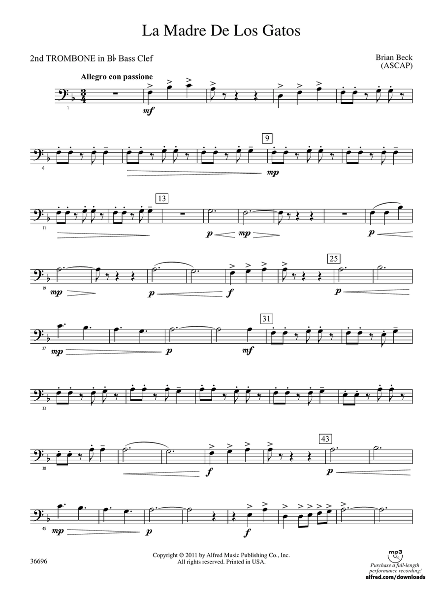 La Madre de los Gatos: (World Part) 2nd B-flat Trombone B.C.