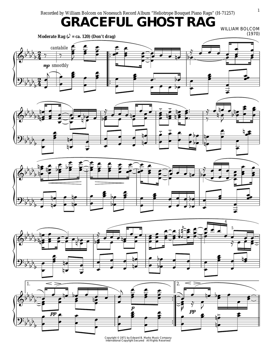 Graceful Ghost Rag Piano Solo scores gallery preview page 1