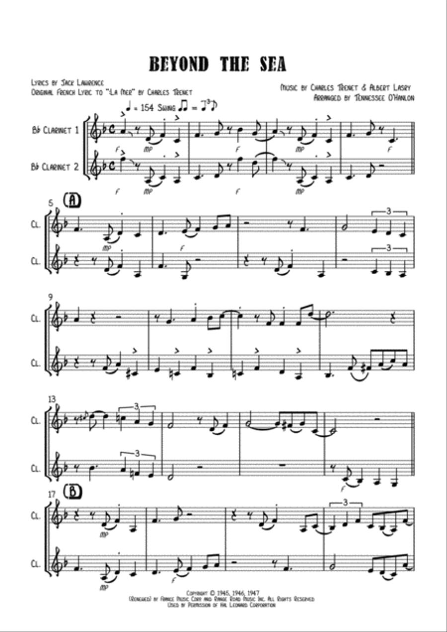 Beyond The Sea Clarinet Duet scores gallery preview page 2