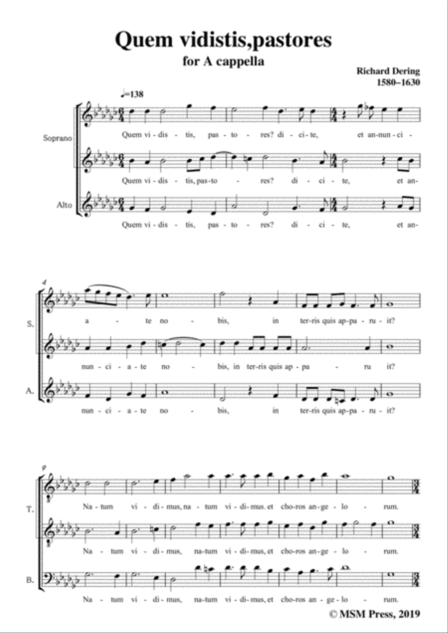 Dering-Quem vidistis,pastores,in G flat Major,A cappella 4-Part scores gallery preview page 3
