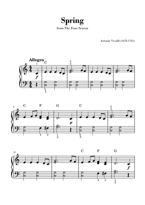 Spring from 'The Four Seasons' - Easy Piano and Chords