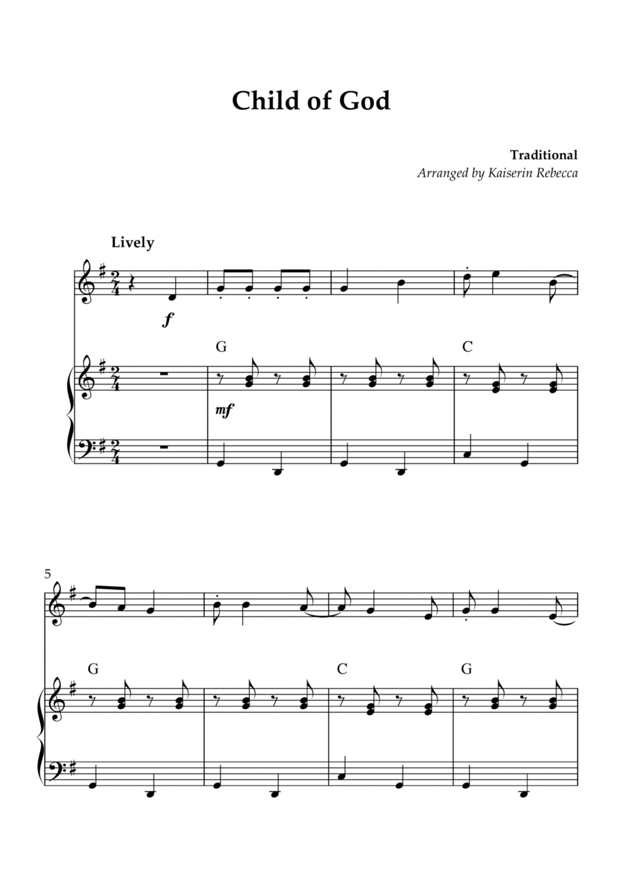 Child of God Violin Solo scores gallery preview page 1