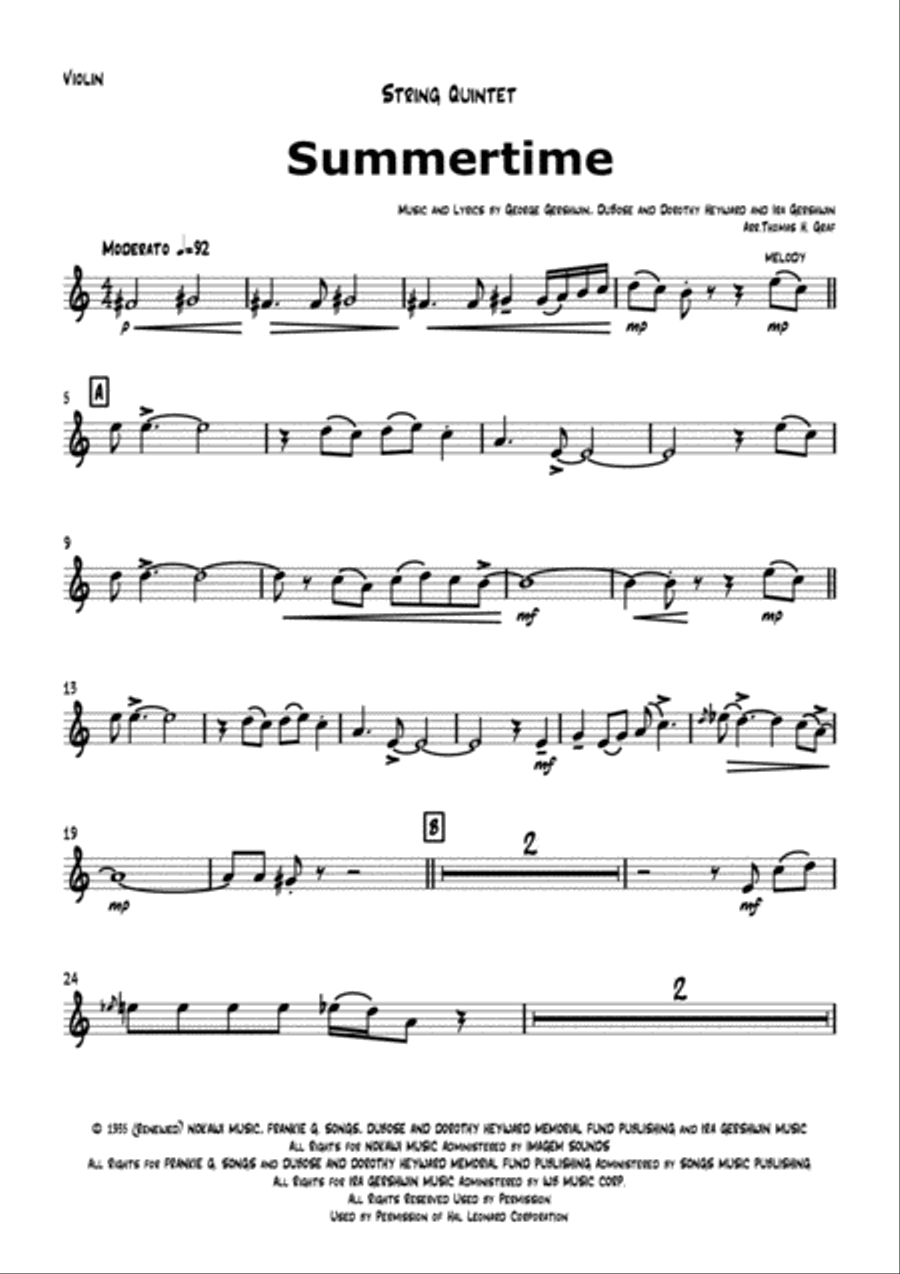 Summertime String Quartet scores gallery preview page 5