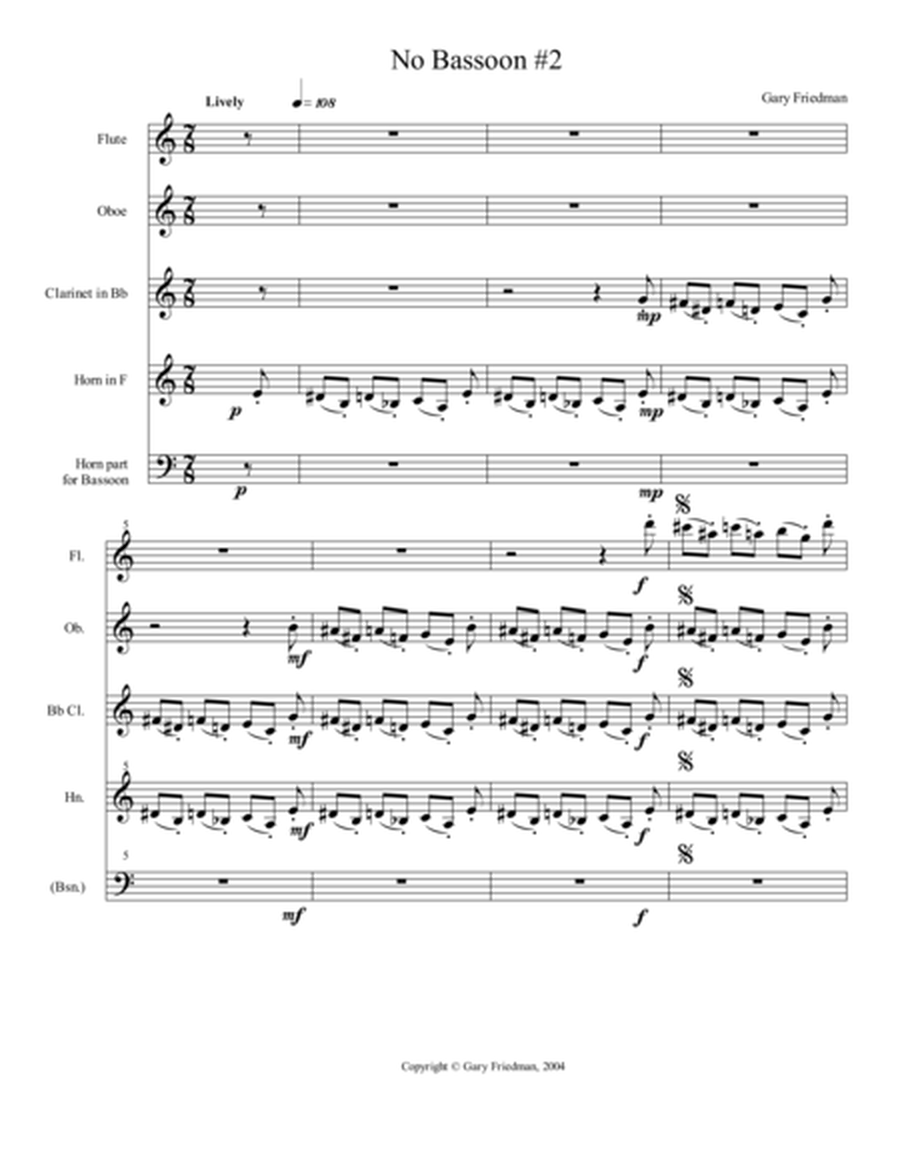 Horn (or Bassoon) Wind Quartet #2 image number null