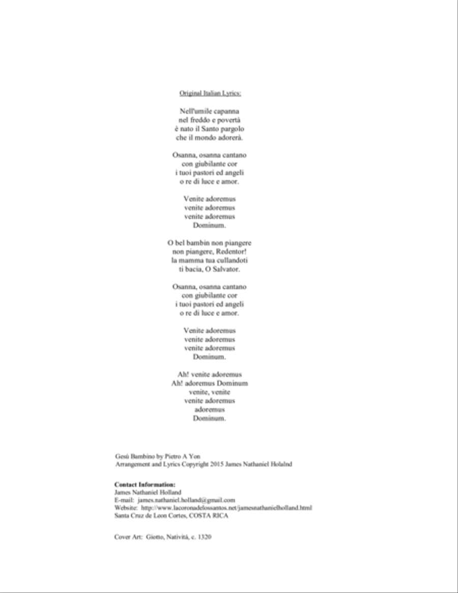 Gesu Bambino for Alto Voice and Piano with New English Lyrics Alto Voice scores gallery preview page 2