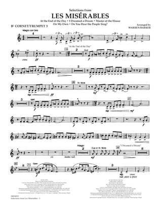 Selections from Les Misérables (arr. Warren Barker) - Bb Cornet/Trumpet 3