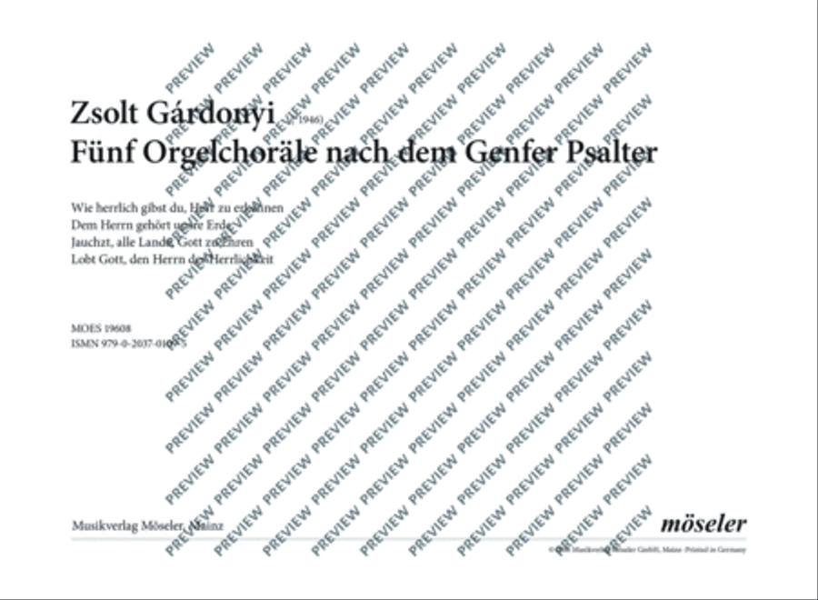 Five organ chorales from the Geneven psalter Organ scores gallery preview page 2